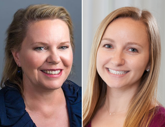 Image: Formal headshots of Kathleen Hintenlang, PhD, FAAPM, FACR, FASTRO, and Kelsey Riffle MPH, RT(T), from The Ohio State University