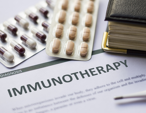Immunotherapy information, pills, thermometer
