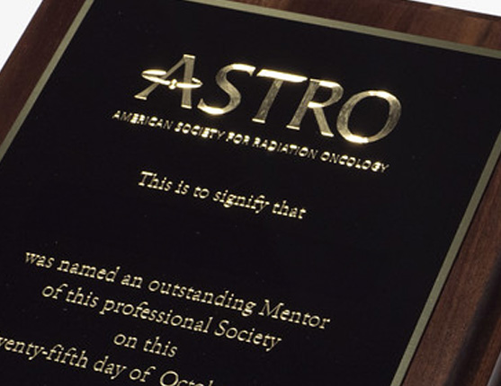 Image: Close up image of Mentorship Award plaque