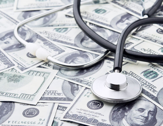 Image: money with stethoscope on it