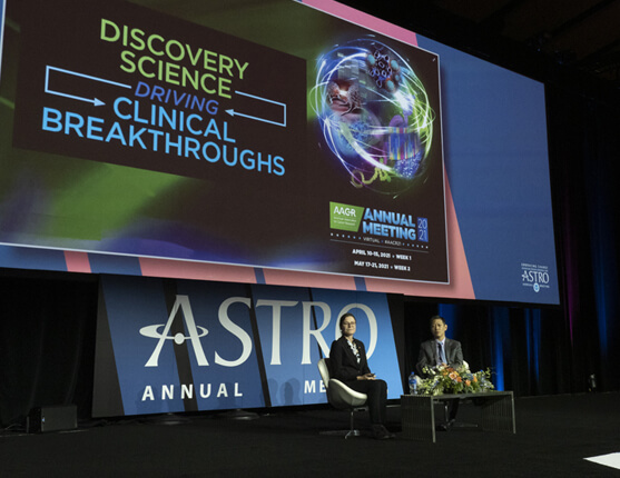 Stage at Cancer Breakthroughs session in Chicago during the 2021 Annual Meeting