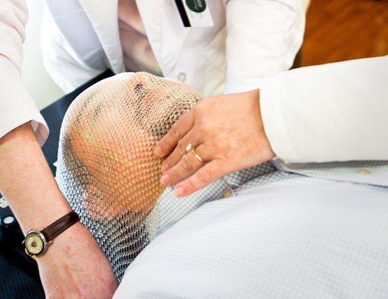Image: head and neck cancer patient with mask