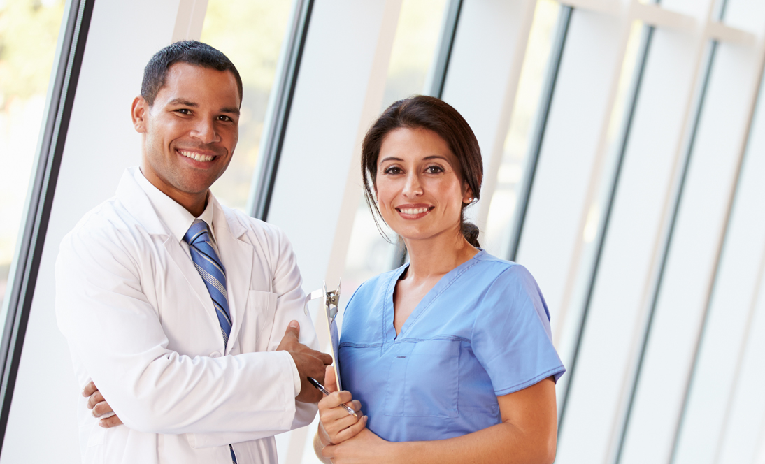 Image: ASTRO Career Center Branding - Two doctors posing together