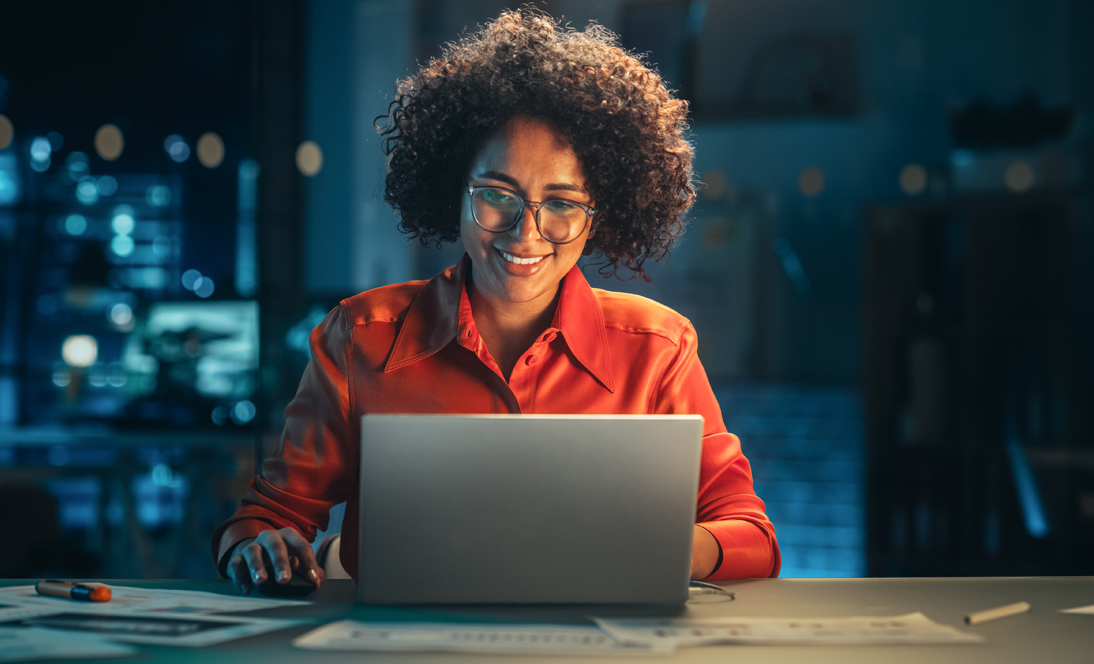 Image: Lady looking at computer