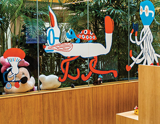 Image: Mural and toys in a children's waiting area at the Danish Centre for Particle Therapy
